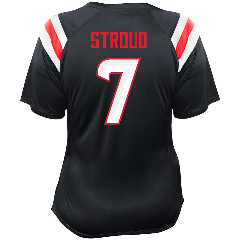 Women's Fanatics C.J. Stroud Navy Houston Texans Plus Name & Number Raglan Lace V-Neck T-Shirt