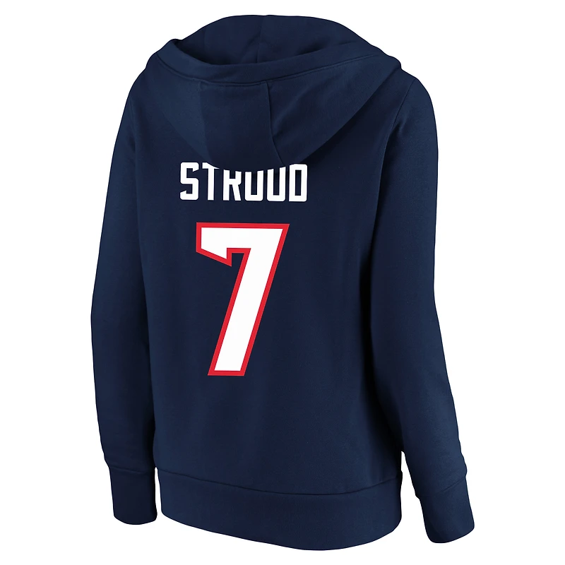 Women's Fanatics C.J. Stroud Navy Houston Texans Plus Player Name & Number V-Neck Hoodie