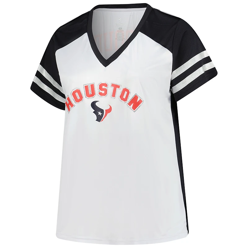 T-shirt col V blanc bling-bling pour femme Fanatics C.J. Stroud des Houston Texans, grande taille