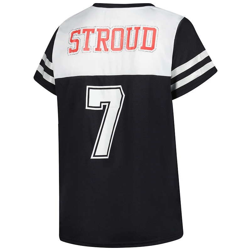 T-shirt col V blanc bling-bling pour femme Fanatics C.J. Stroud des Houston Texans, grande taille