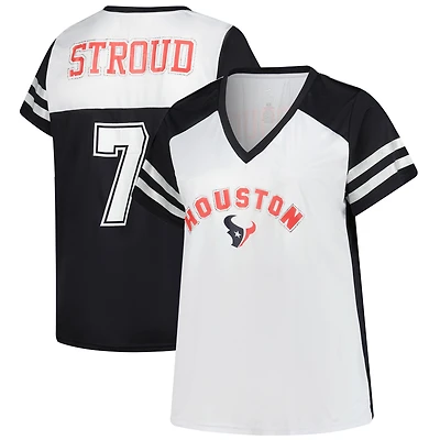 Women's Fanatics C.J. Stroud White Houston Texans Plus Bling V-Neck T-Shirt