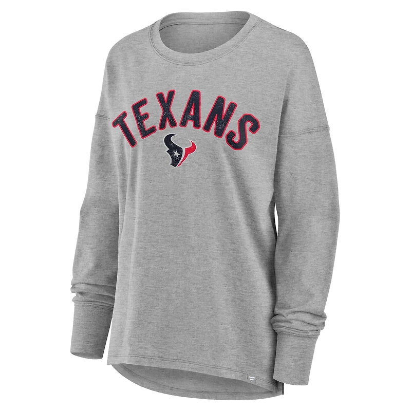 T-shirt à manches longues Fanatics Heather Grey Houston Texans Hometown Legacy pour femme