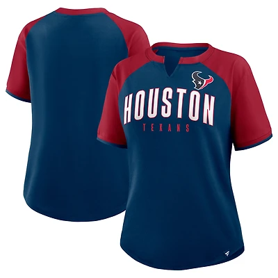 T-shirt Fanatics bleu marine/rouge pour femme, motif avantage de hauteur des Houston Texans