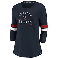 Women's Fanatics Navy/Red Houston Texans Iconic Stripe 3/4 Sleeve T-Shirt