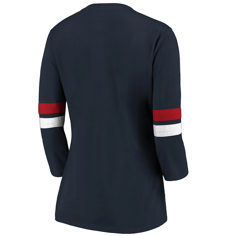 Women's Fanatics Navy/Red Houston Texans Iconic Stripe 3/4 Sleeve T-Shirt