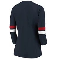 Women's Fanatics Navy/Red Houston Texans Iconic Stripe 3/4 Sleeve T-Shirt