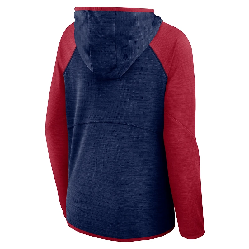 Sweat à capuche zippé raglan bleu marine/rouge Houston Texans Redzone End Around Pass pour femme