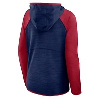 Sweat à capuche zippé raglan bleu marine/rouge Houston Texans Redzone End Around Pass pour femme