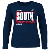Women's Fanatics  Navy Houston Texans 2024 AFC South Division Champions Plus Size Scoop Neck Long Sleeve T-Shirt