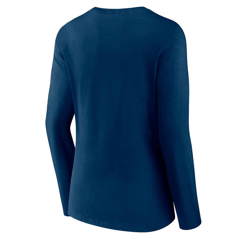 Women's Fanatics Navy Houston Texans Hometown Sweep Long Sleeve V-Neck T-Shirt