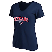 T-shirt à col en V Fanatics Navy Houston Texans pour femmes, grande taille, logo arc sur le visage