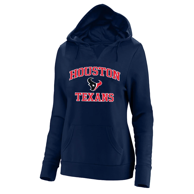 Sweat à capuche col V Fanatics Navy Houston Texans pour femme, grande taille, motif cœur et âme
