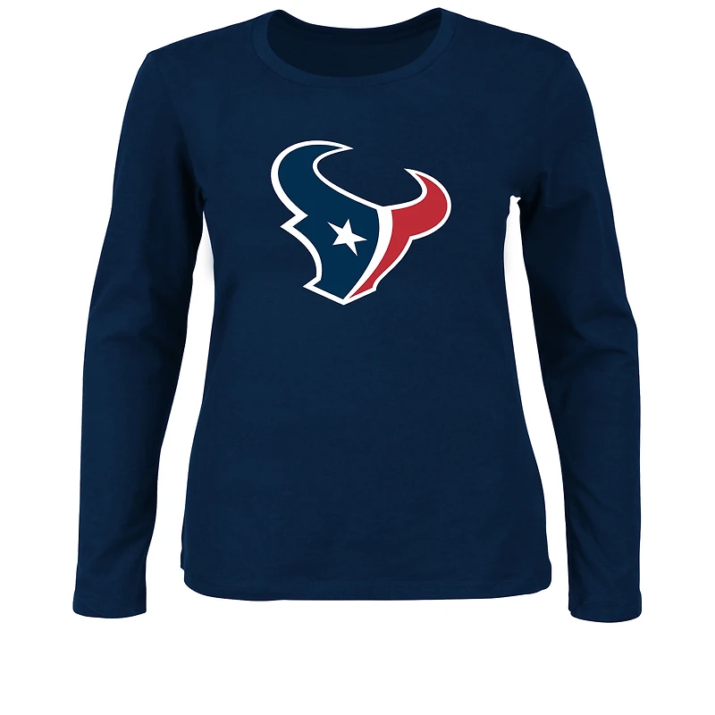 T-shirt à manches longues grande taille pour femme Fanatics Navy Houston Texans
