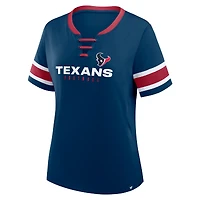 Women's Fanatics Navy Houston Texans Plus Red Zone Athena Lace-Up V-Notch Neck T-Shirt