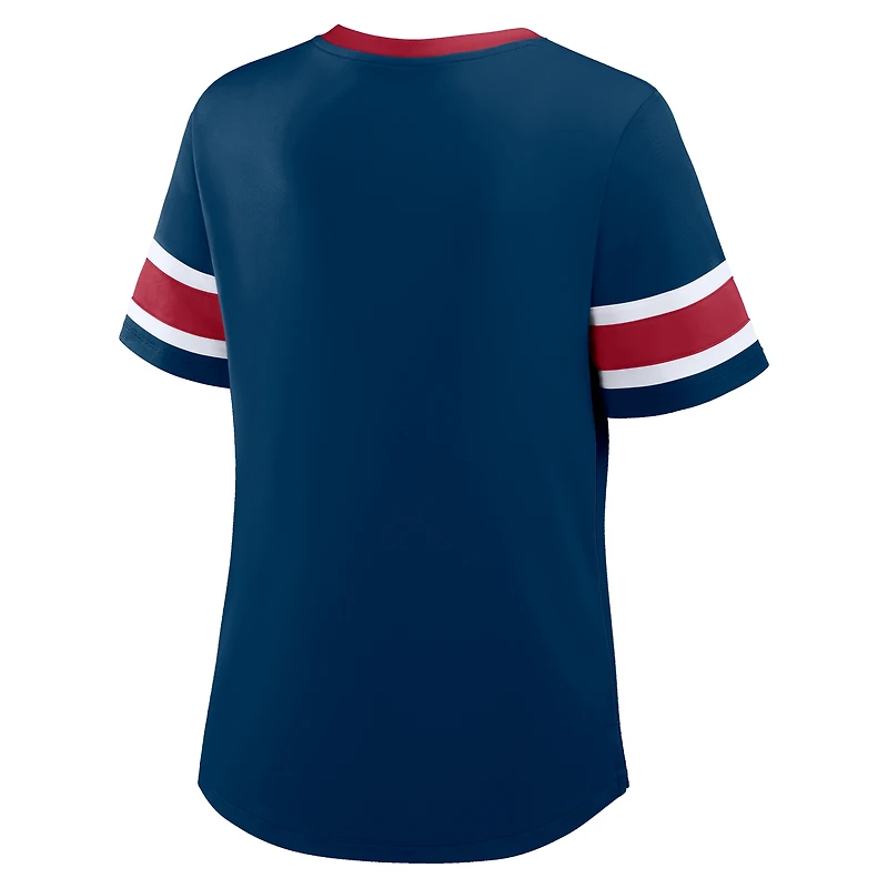 T-shirt à lacets et col en V pour femme Fanatics Navy Houston Texans Red Zone Athena, grande taille
