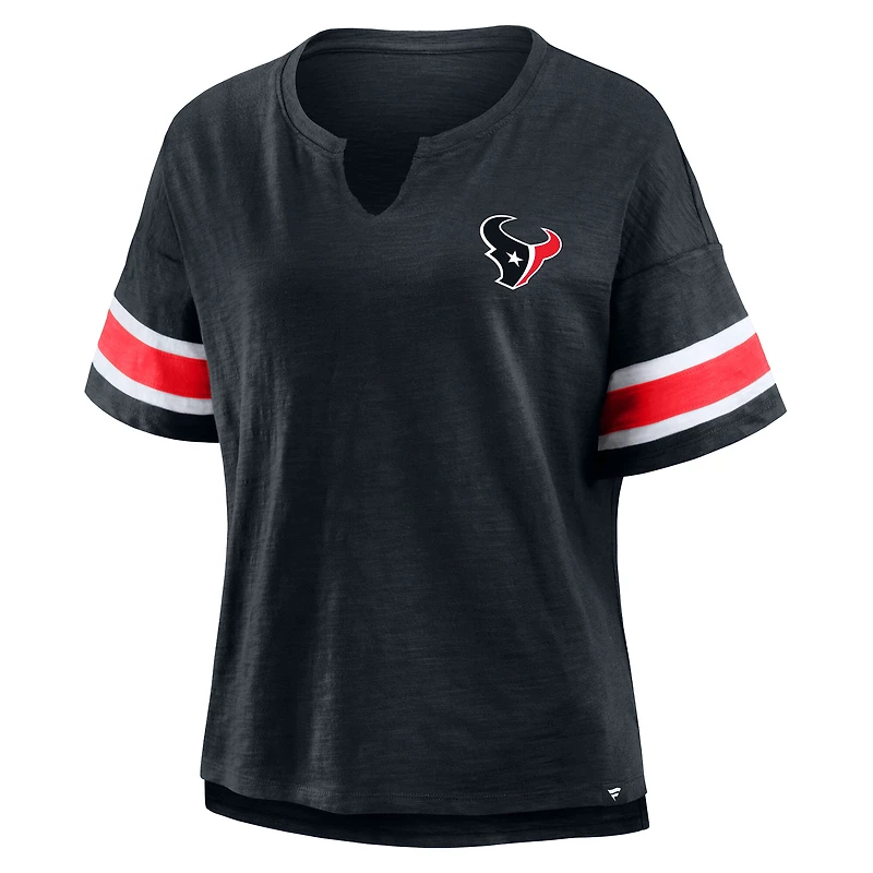 Women's Fanatics Navy Houston Texans Plus Redzone Notch Neck T-Shirt