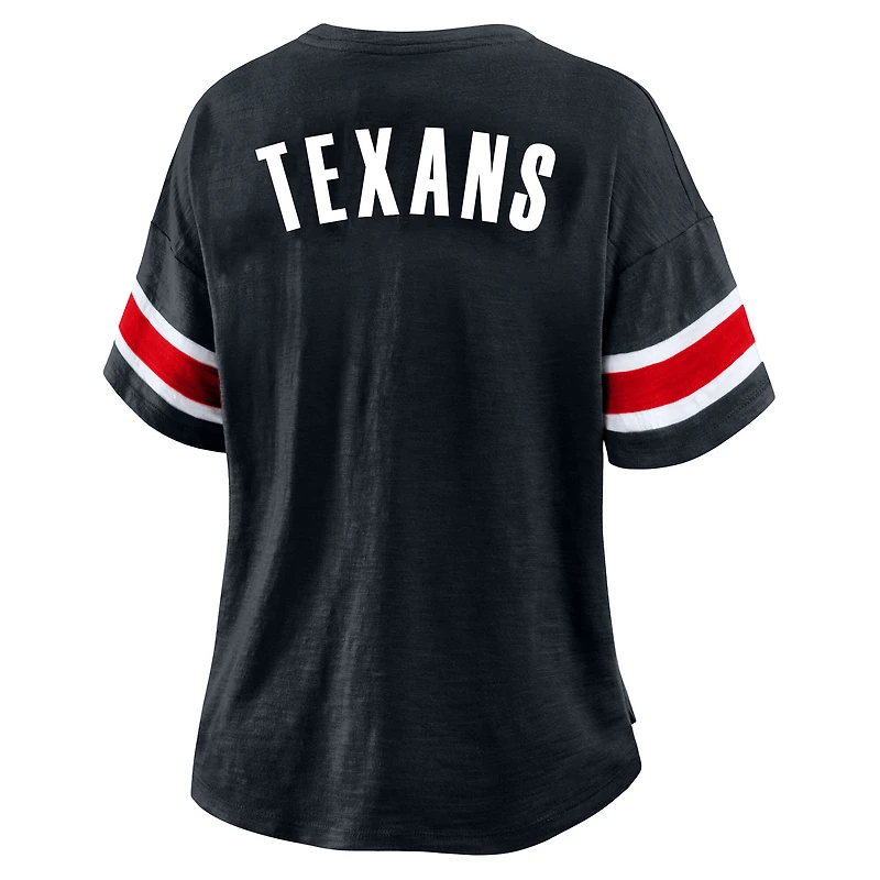 Women's Fanatics Navy Houston Texans Plus Redzone Notch Neck T-Shirt