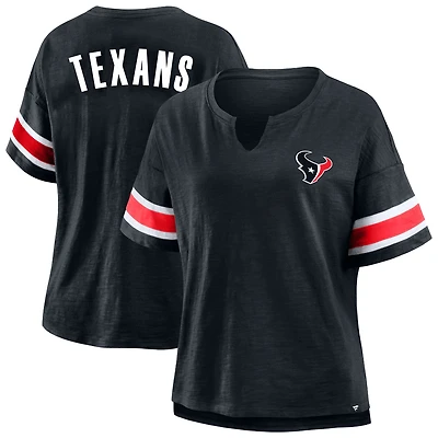 T-shirt à col cranté Redzone pour femme, bleu marine, taille plus, des Houston Texans