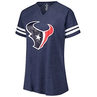 T-shirt à col raglan rayé bleu marine pour femme Fanatics Houston Texans grande taille