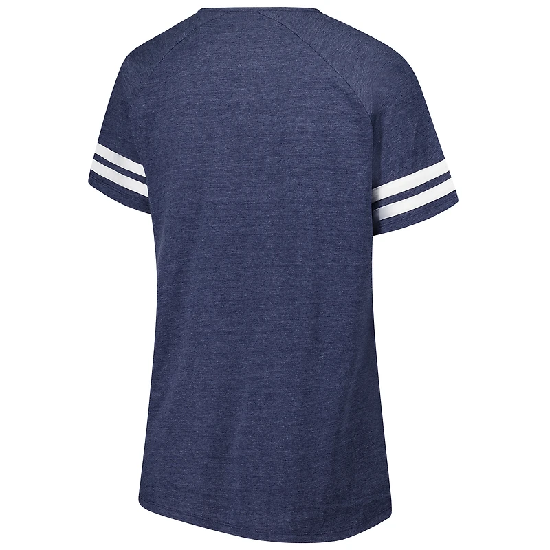 T-shirt à col raglan rayé bleu marine pour femme Fanatics Houston Texans grande taille