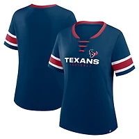 T-shirt à lacets Fanatics pour femme, bleu marine, Houston Texans Redzone Draw Play Athena