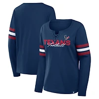 T-shirt à manches longues lacets Fanatics Navy Houston Texans pour femmes