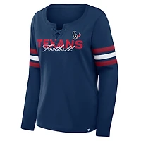 T-shirt à manches longues lacets Fanatics Navy Houston Texans pour femmes