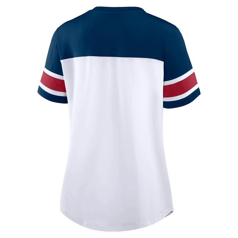 Women's Fanatics White/Navy Houston Texans Athena Rhinestone Lace-Up V-Neck T-Shirt