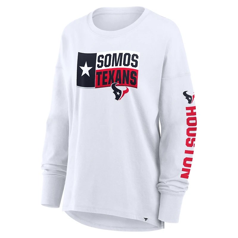 Women's Fanatics White Houston Texans Hometown Legacy Long Sleeve T-Shirt