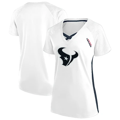 Women's Fanatics  White Houston Texans Plus Glitter Lace-Up V- Neck T-Shirt