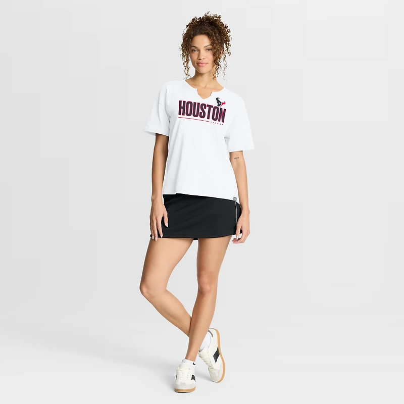 Women's Fanatics White Houston Texans Redzone Slub Boxy T-Shirt