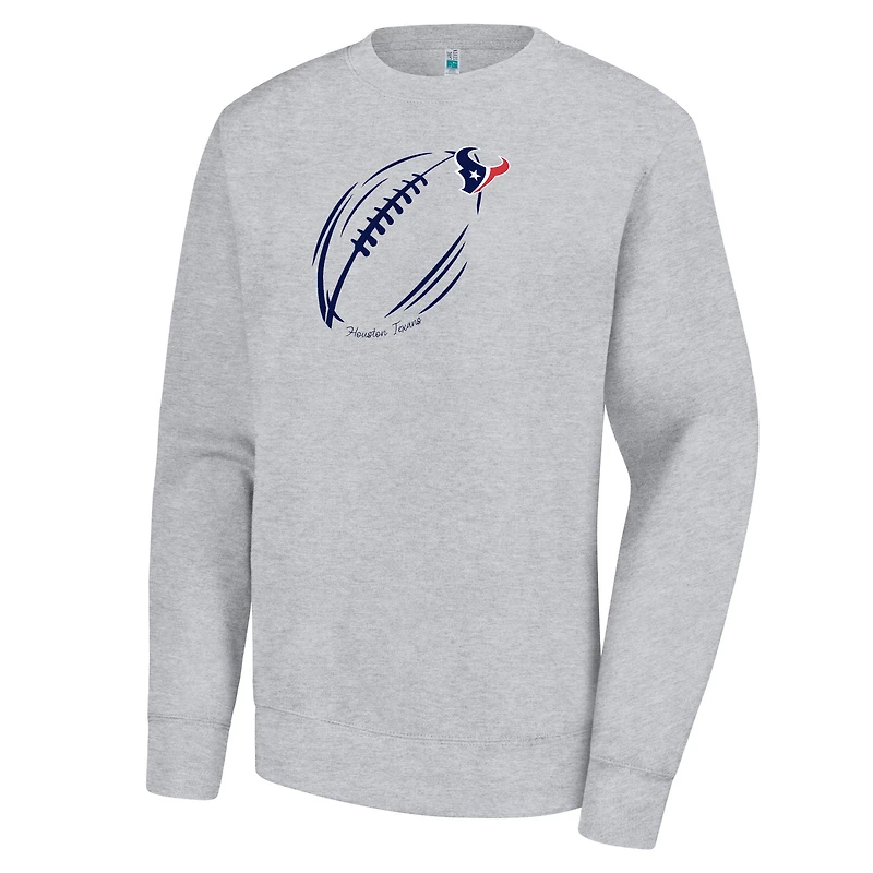 Women's G-III 4Her by Carl Banks Heather Gray Houston Texans Football Logo Graphic Fleece Tri-Blend Pullover Sweatshirt