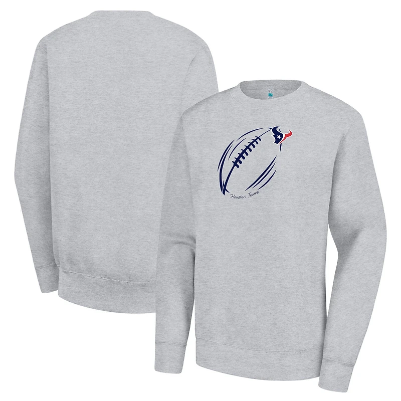 Women's G-III 4Her by Carl Banks Heather Gray Houston Texans Football Logo Graphic Fleece Tri-Blend Pullover Sweatshirt