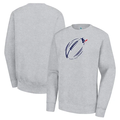 Women's G-III 4Her by Carl Banks Heather Gray Houston Texans Football Logo Graphic Fleece Tri-Blend Pullover Sweatshirt
