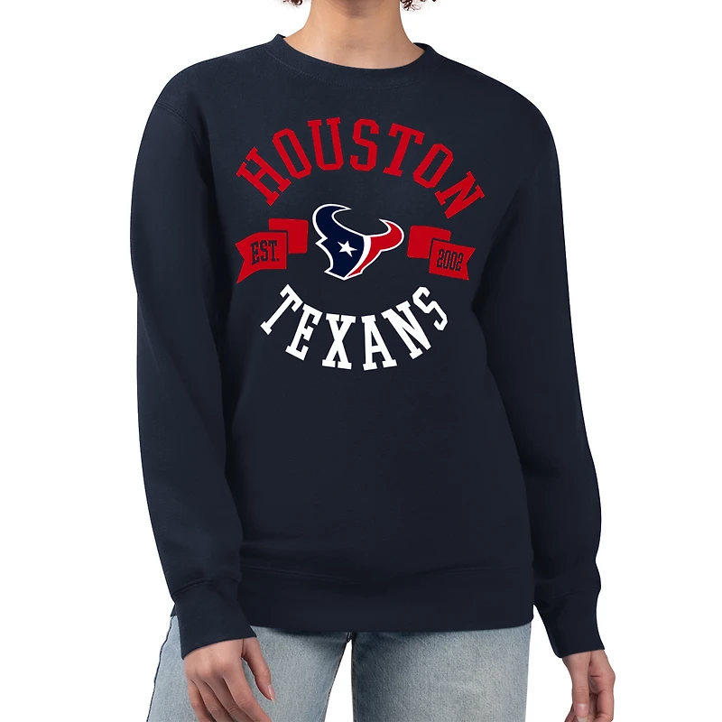 Women's G-III 4Her by Carl Banks Navy Houston Texans Large Round Team Graphic Fleece Pullover Sweatshirt