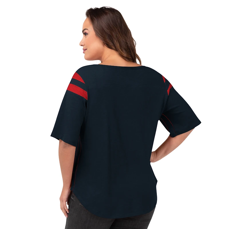 T-shirt de secondeur grande taille G-III 4Her by Carl Banks pour femme, bleu marine, des Houston Texans