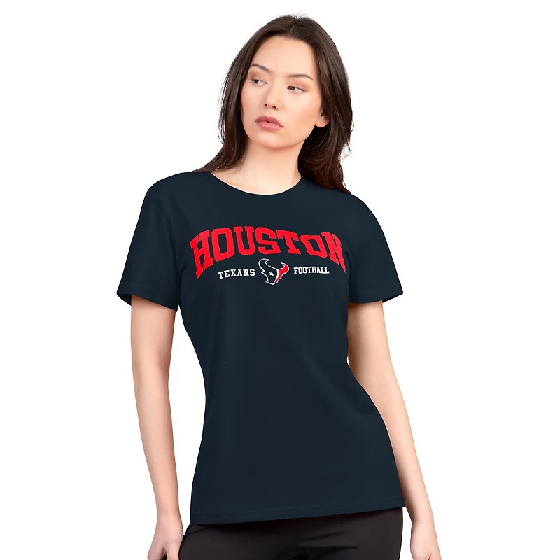 T-shirt à col rond ultra-mince et léger G-III 4Her by Carl Banks pour femme, bleu marine, des Houston Texans.