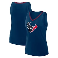 Débardeur à col en V Stellar Win pour femme, bleu marine, logo athlétique, Houston Texans, grande taille