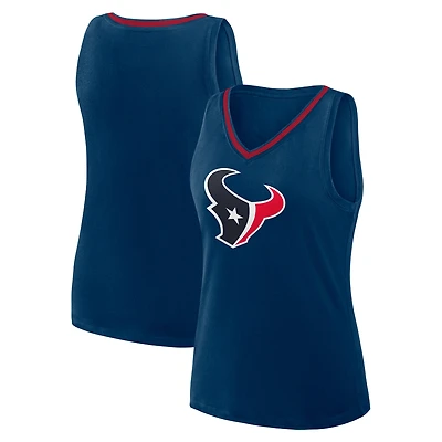 Women's Logo Athletic Navy Houston Texans Plus Stellar Win V-Neck Tank Top