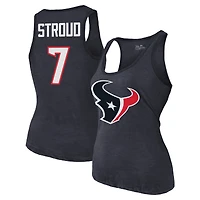 Débardeur à trois mélanges Majestic Threads C.J. Stroud pour femmes, bleu marine, nom et numéro des Houston Texans
