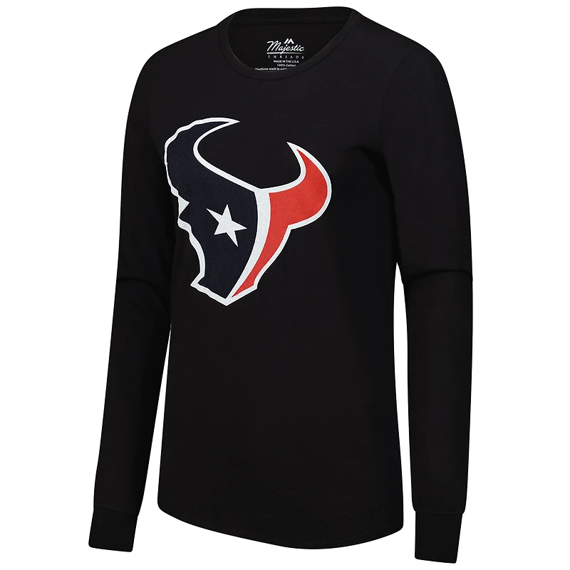 T-shirt à manches longues pour femme Majestic Threads C.J. Stroud Navy Houston Texans avec nom et numéro du joueur