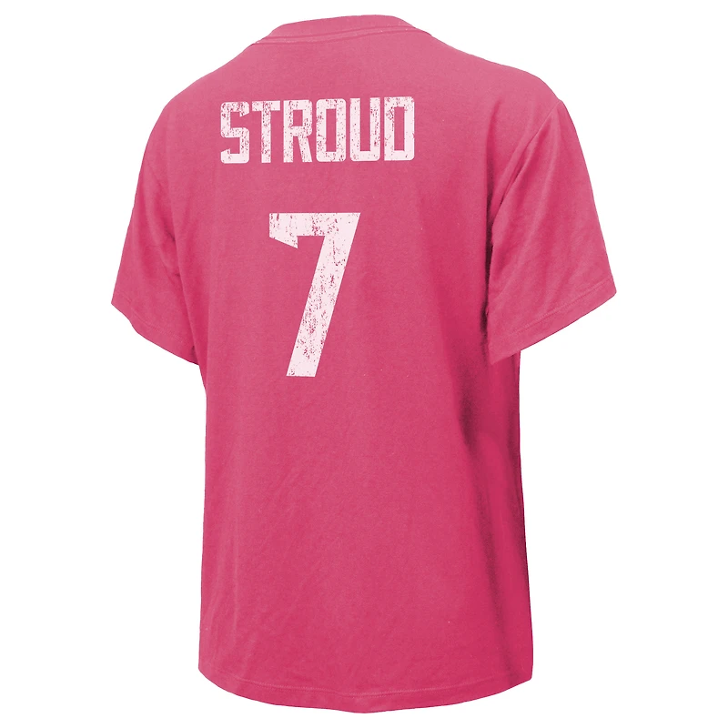 T-shirt Majestic Threads C.J. Stroud rose avec nom et numéro des Houston Texans pour femmes