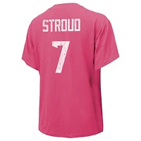 T-shirt Majestic Threads C.J. Stroud rose avec nom et numéro des Houston Texans pour femmes