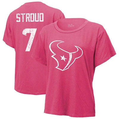 T-shirt pour femme Majestic Threads C.J. Stroud Pink Houston Texans avec nom et numéro