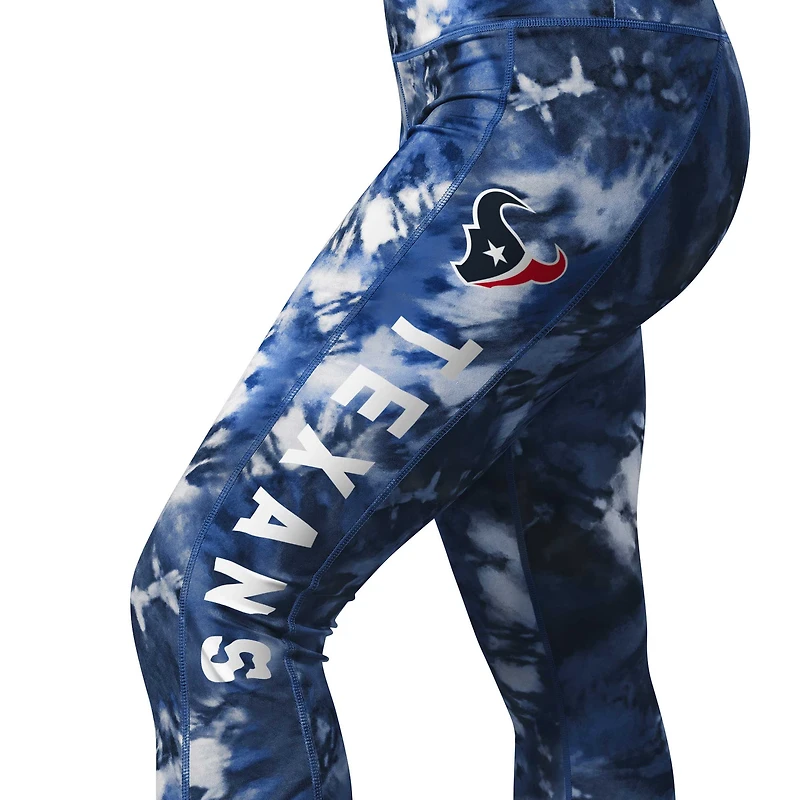 Legging tie-dye Aubrey Houston Texans MSX by Michael Strahan pour femme, bleu marine