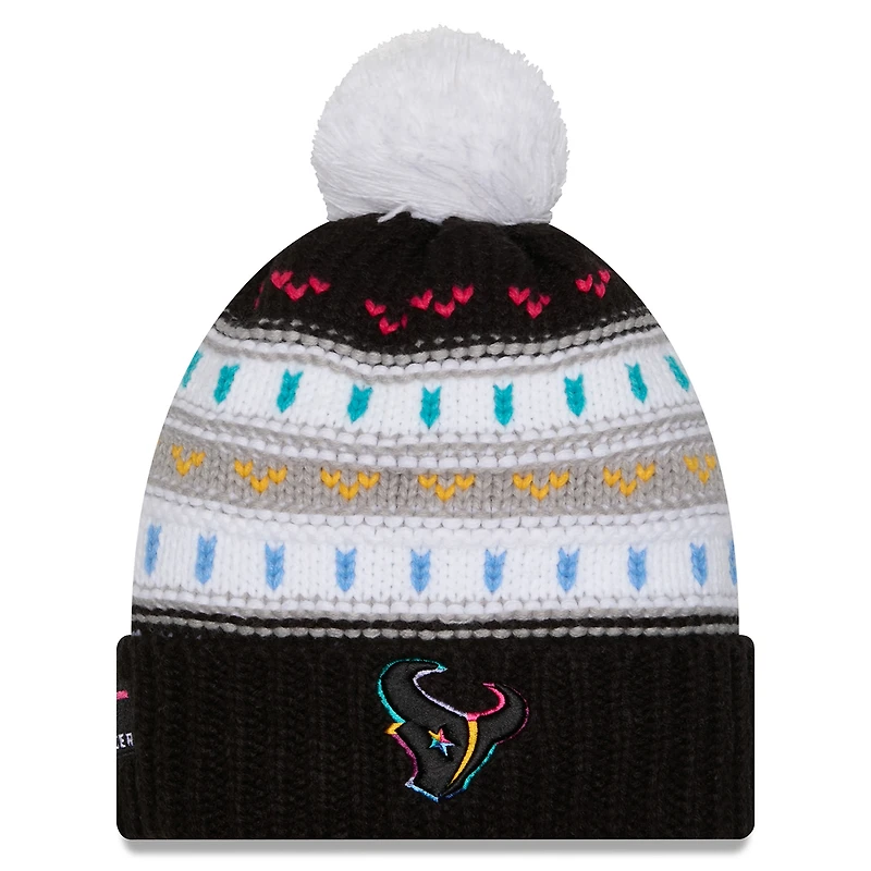 Bonnet à revers et pompon NFL Crucial Catch 2025 des Houston Texans de New Era pour femme