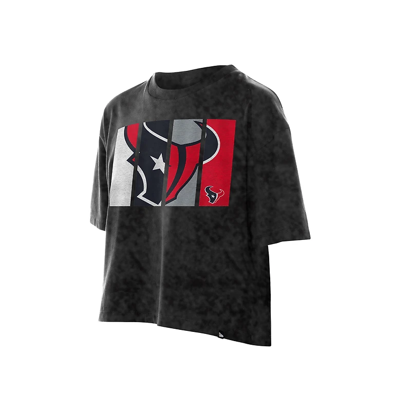 T-shirt court boxy sport noir délavé minéral Houston Texans pour femme New Era