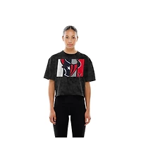 T-shirt court boxy sport noir délavé minéral Houston Texans pour femme New Era