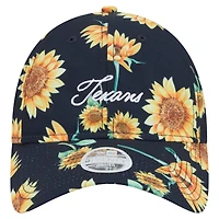 Casquette ajustable New Era bleu marine Houston Texans Adventure Sunflower 9TWENTY pour femme