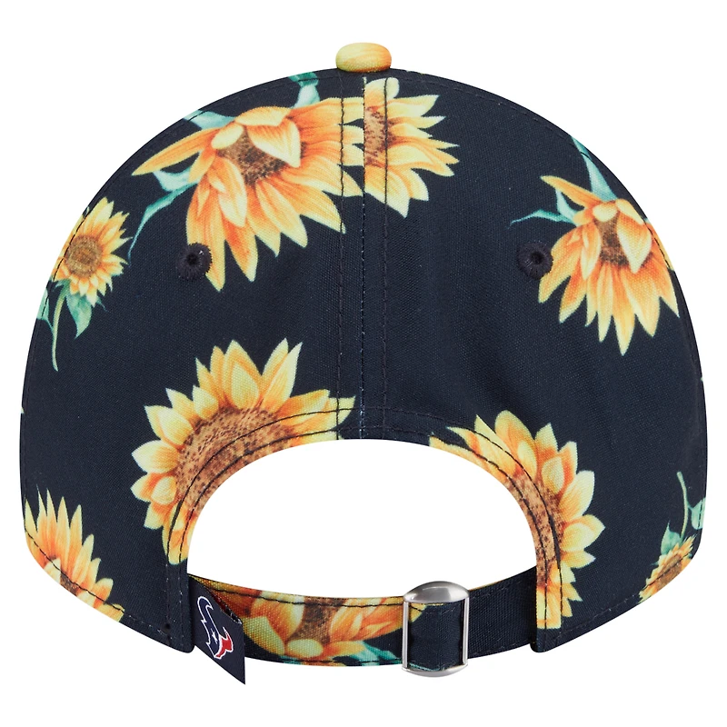 Casquette ajustable New Era bleu marine Houston Texans Adventure Sunflower 9TWENTY pour femme